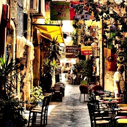 Festive Street, Isle of Crete, Greece