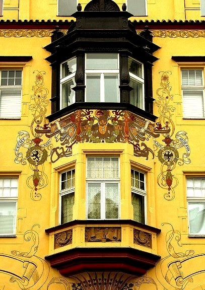 Art Nouveau facades in Prague, Czech Republic