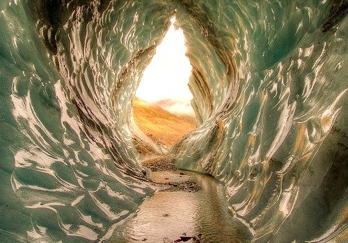 Stream inside Castner Glacier Cave, Alaska, USA