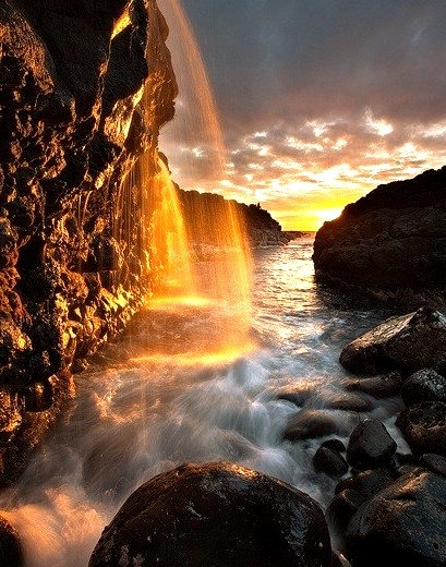 Fire Falls, Princeville, Kauai, Hawaii