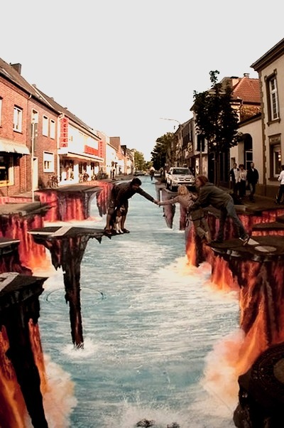3D Sidewalk Chalk Art, Germany