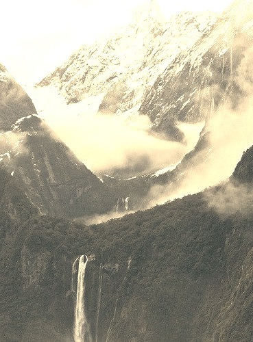 Stirling Falls in Milford Sound, South Island, New Zealand