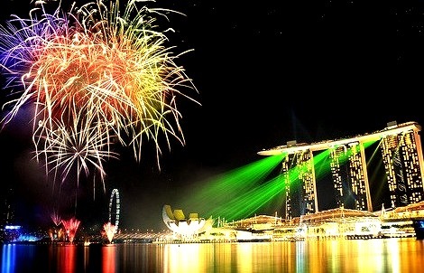 National Day Celebration Fireworks at Marina Bay Sands, Singapore